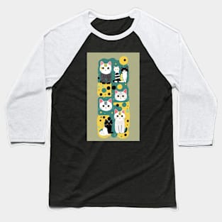 Polka Dot Paws: Whimsical Cat Design Baseball T-Shirt